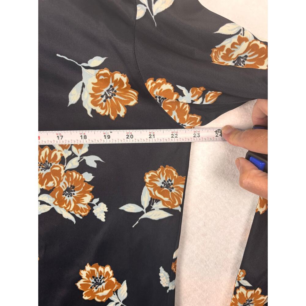 Vintage Focus Career Club Tall Man Floral Button Shirt XL 17.5 Black Orange USA - Picture 3 of 5